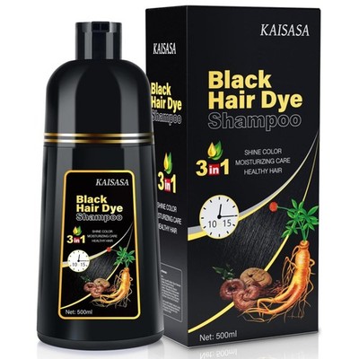 Haarfarbe Schwarz Shampoo 3 in 1 Grau Haarfärbemittel Natur, Semi-permanent