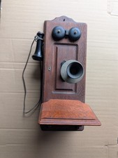 Antique 1900s Kellogg Hand Crank Wood Wall Telephone Phone