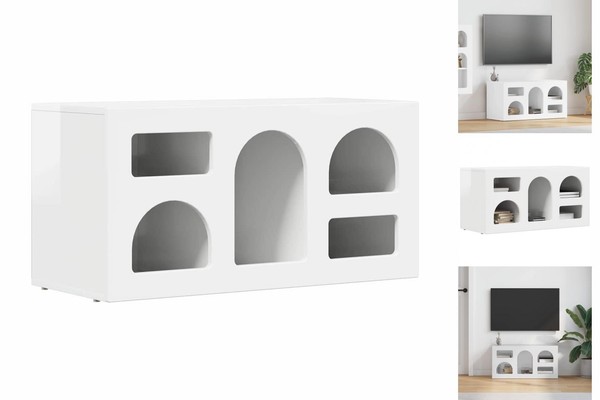 Lowboard Wandboard TV- Schrank Tv-Wandschrank Hochglanz Weiß 80X35X40 Cm Spanpla-image