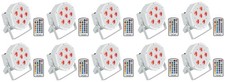  10 Rockville BATTERY PAR 6RF White Rechargeable Wireless DMX Lights RF Remotes