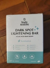 New Body Restore Dark Spot Lightening Bar Soap (2  pack) Kojic Acid Eucalyptus