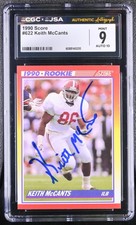 Keith McCants Signed 1990 Score Rookie Card #622 Buccaneers CGC 9 JSA 10 Auto