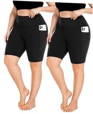 Plus Size Biker Shorts for Women-High Waist X 3X-Large Plus Short 1-2black