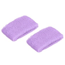 2Pcs 8x5cm Sport Wristbands Terry Absorbent Tennis Sweatband, Light Purple