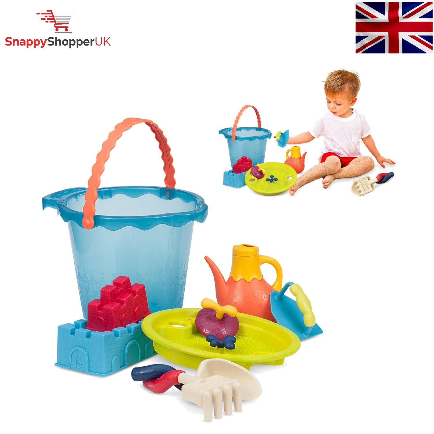 Lightweight Shore Thing Beach Bucket Set – 11 Funky Toys for Creative Play 18M+