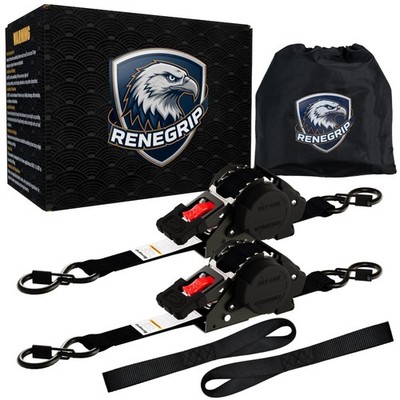 Retractable Ratchet Straps 1'' X 12ft 1760lbs Heavy Duty - Cargo Securing System
