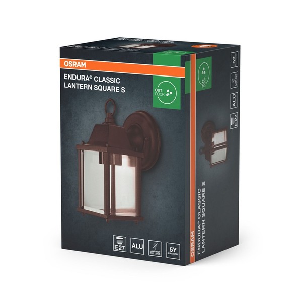 Wandlampe Alu Glas Laterne IP23 E27 Rost Osram H:22,5 Cm AußEn Wandleuchte Haus-image