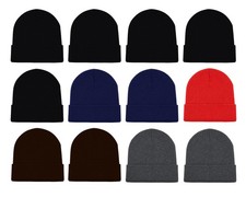 12 Pack Winter Beanie Hats for Men Women, Warm Cozy Knitted Cuffed Skull Cap,...
