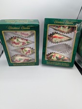 Commodore Hand Decorated Ornaments Glass Christmas Classics Romania Vtg Set Of 7