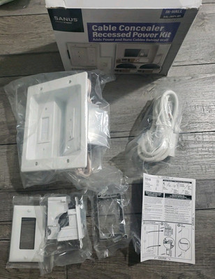 Sanus Cable Concealer Recessed Power Kit In Wall, SAL-IWP1-W1, WHITE