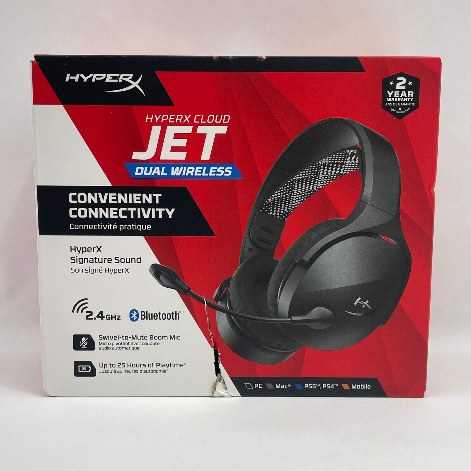New HyperX Cloud Jet Dual Wireless Gaming Headset Black AJ0T1AA Multi-Platform