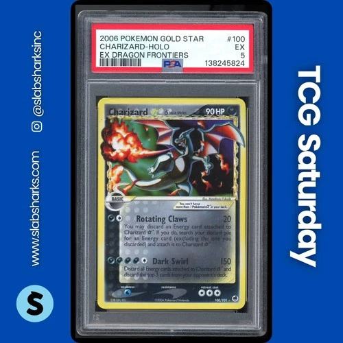 2006 POKEMON EX DRAGON FRONTIERS GOLD STAR #100/101 CHARIZARD HOLO PSA 5