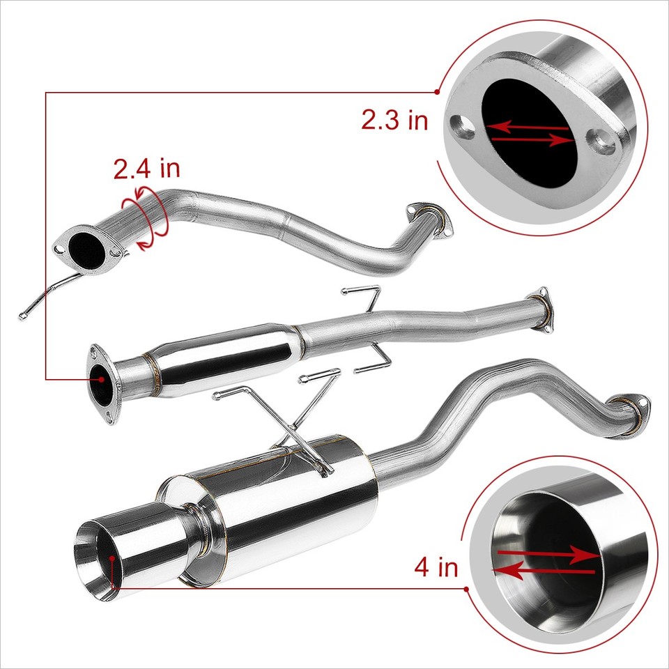 4 MUFFLER TIP CATBACK EXHAUST SYSTEM KITS FOR 01-05 HONDA CIVIC DX/LX