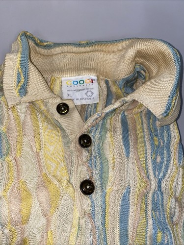 Polo vintage COOGI 3D maglia anni 90 hip hop crema/multicolore XL BIGGIE difettosa - Foto 14 di 15