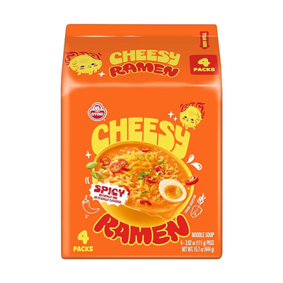 Ottogi Cheesy Ramen Spicy 4 Pack Korean Instant Noodles Spicy Cheese Flavor