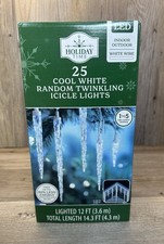 25-Count Cool White LED Random Twinkling Icicle Lights by Holiday Time