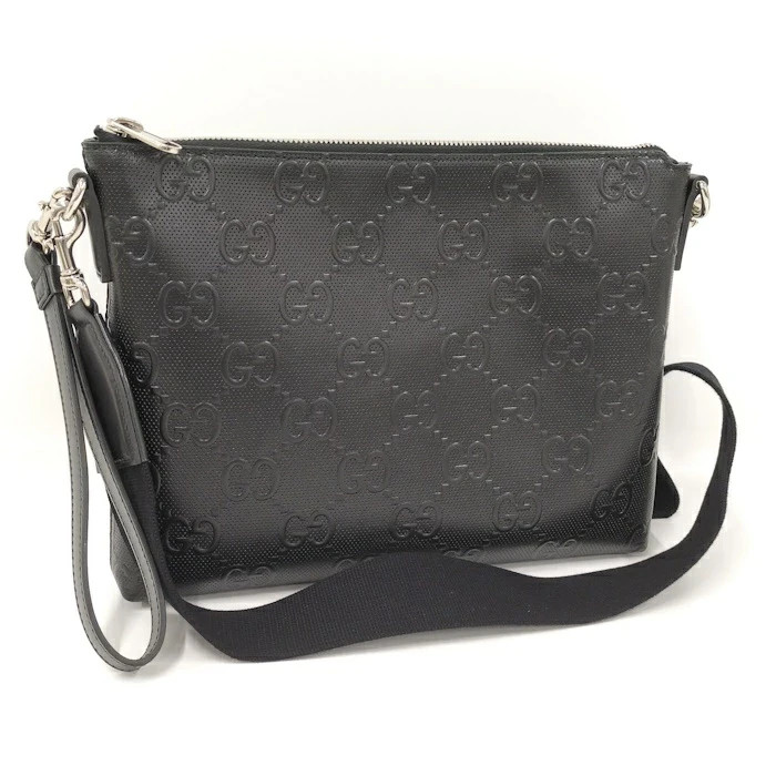 GUCCI Jumbo GG Black Leather 2-Way Bag with Storage Authentic