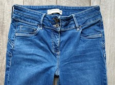 Next Ladies lift slim leg shape Skinny jeans bright blue wash size 16 P W35 L28