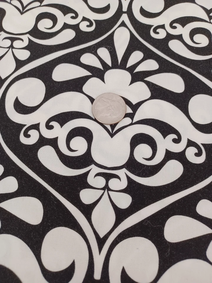 3 Yds MICHAEL MILLER Divine Damask Fabric, Black/White for Quilting, Drapes, BTY - Image 3 of 3
