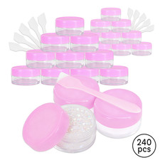 240PCS 10G/10ML Makeup Cream Cosmetic Pink Sample Jar Containers with Spatulas