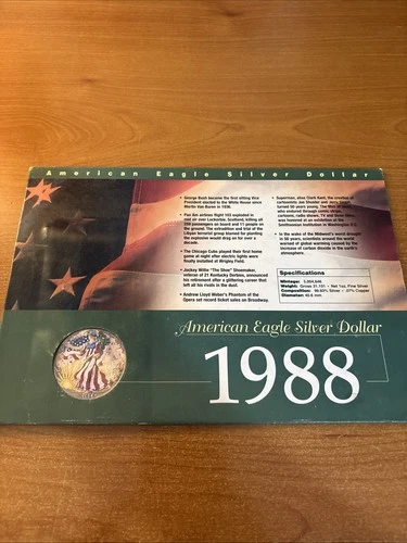 Better Date 1988 American Silver Eagle 1 Troy Oz .999 Fine Silver Colored