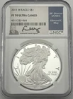2011 W $1 American Silver Eagle Proof NGC PF70 Ultra Cameo Edmund Moy signed