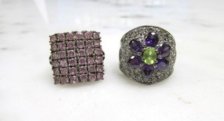 Lot of 2 Sterling Silver Rings w/ Unknown Stones Both Size 6.75; 11.4g 9 A472