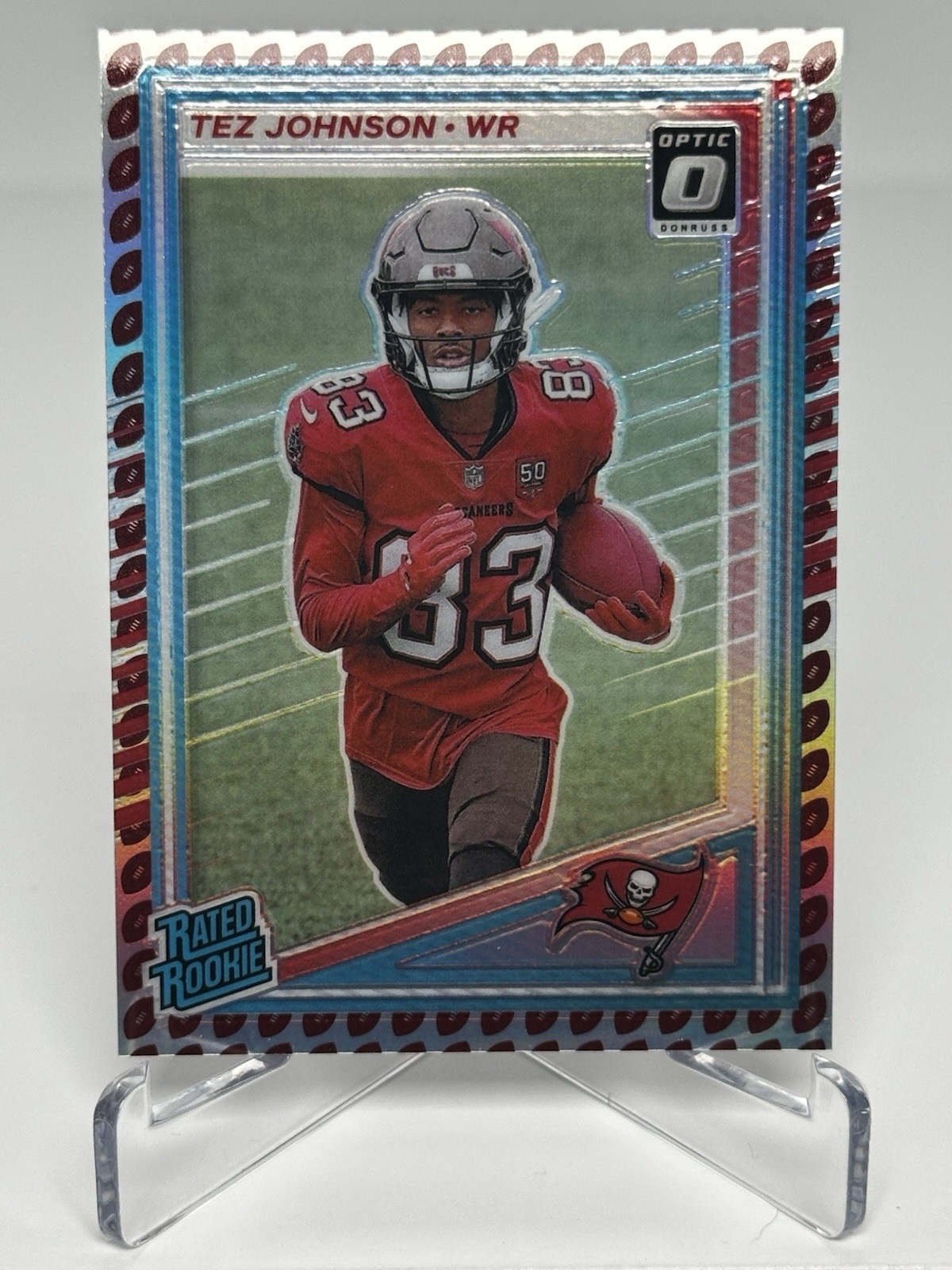 Tez Johnson - 2025 Donruss Rookie #313 Optic Football Emoji Prizm Preview RC SSP