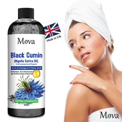 MOVA Organic Black Seed Oil/Kalonji Oil Cold Pressed,High Standard, Pure Oil 30ML UK