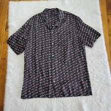 Allsaints Cupido Short Sleeve Shirt Men's XS Relaxed Fit HEART Button Up Viscose