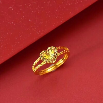24k Gold Plated Heart Finger Rings for Women