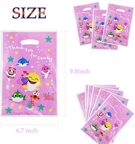 PINK Baby Shark Themed Plates Flag Napkins Party Tableware Birthday Supplies. - Picture 10 of 12