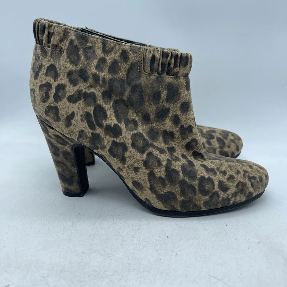 SAM & LIBBY Mujer Leopardo Sin Cordones Tacón Botines Talla 8 Estampado Animal Zapatos Foto 2 de 4