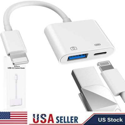 2 in 1 8-PIN to USB 3.0 OTG Adapter for iPhone Connect USB Flash Drive, Camera-