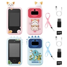 Kids Toy Smartphone W/ Dual Camera &Touchscreen Shockproof Cartoon Case