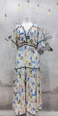 Neu Wanssy Damen kurzarm Maxi Kleid locker ohne Gürtel bunt Größe M 510-4618 - Bild 1 von 4