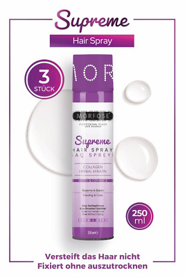 3x Morfose Supreme Haarspray 250ml   Mittlerer Halt   Styling Pflege Hair Spray