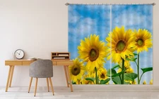 3D Yellow Sunflower ZHUA942 Photo Curtain Window Blockout Fabric Amy 2023