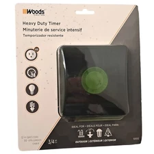 Woods 50012WD Outdoor 24 Hour Heavy Duty Mechanical Timer 2 Grounded Outlets NIB