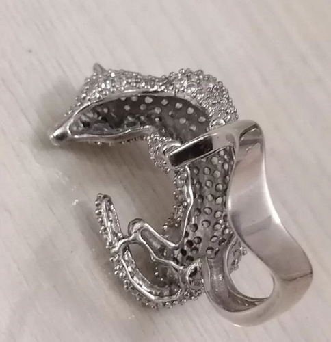 New Silver 925 Luxurous Large Ring Size 19 Fox 235 Fianites Jewelry Grosslud - Picture 5 of 9
