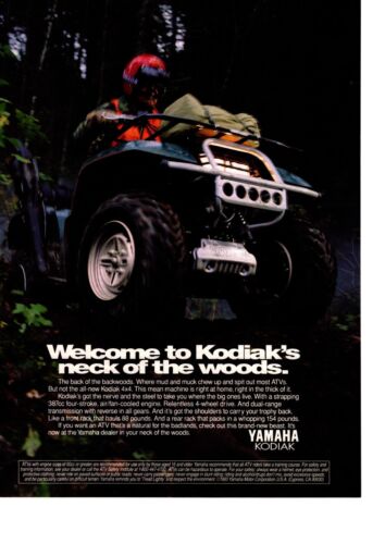1993 Yamaha Kodiak anuncio impreso ATV, cuatro ruedas, cazador, exterior ATV anuncio impreso - Imagen 1 de 1