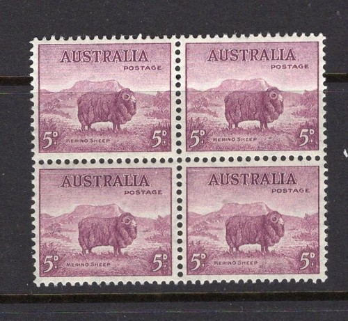 AUSTRALIA PREDECIMAL 1945 ZOOLOGICALS PERF 14 BLOCK VERY FINE MNH...