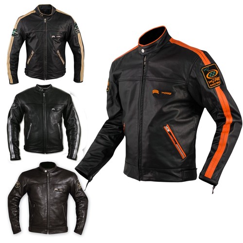 Giacca Pelle Moto Naked Custom Protezioni Omologate CE Rinforzo Schiena |  eBay