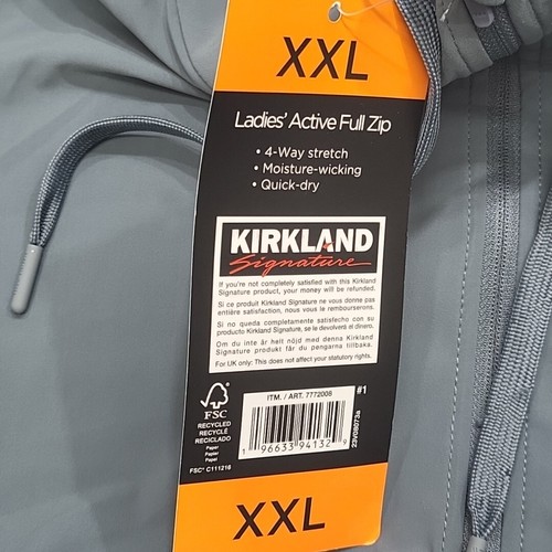 Kirkland Signature Womens Active Full Zip Jacket XX-Large Size Stormy Gray - Picture 8 of 10