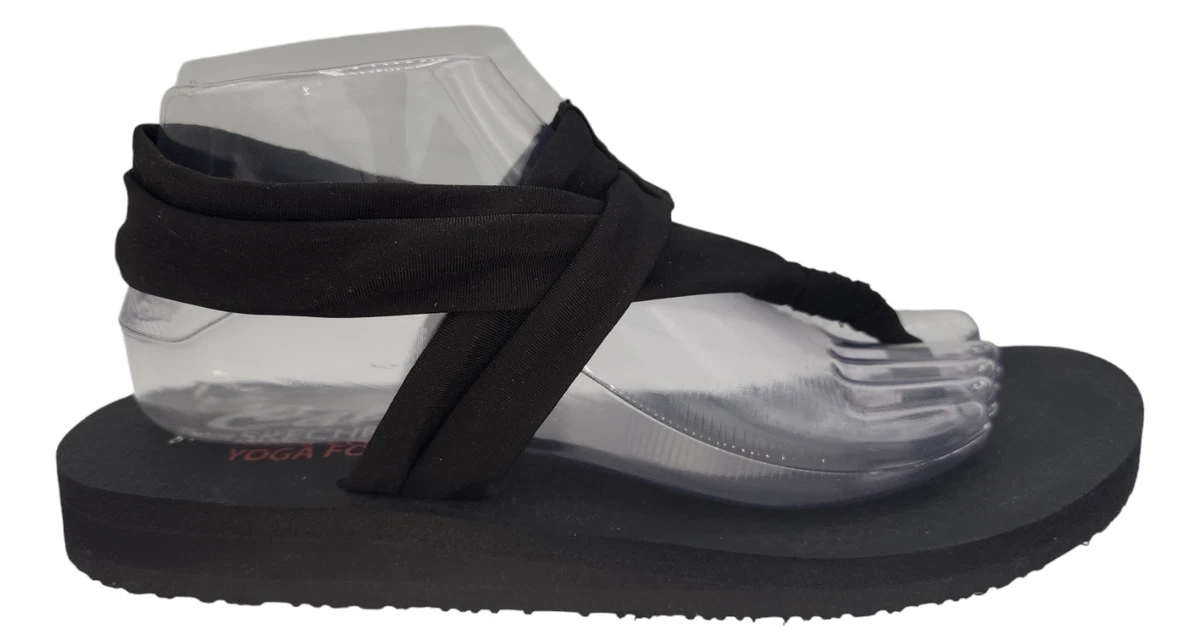 Women s Cali Skechers Meditation Studio Kicks Yoga Foam Sandals strappy Black