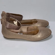 Nine West Girls Flocee Gold Ballet Flats Shoes Sz 6 Medium (B,M) Big Kid  3708