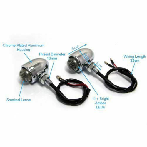 Chrome LED bullet turn signal light indicator Harley cafe racer bobber XL custom - Picture 3 of 3