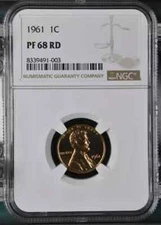 1961 1C Proof Lincoln Cent NGC PF68RD Brown Label