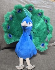 Fao Schwarz Peacock Plush 14" Bird Blue Green White