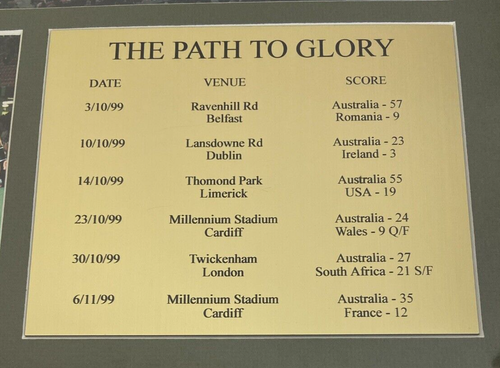 1999 Rugby Union World Cup Champion Framed Wall Hanging Australia Wallabies Gift - Picture 8 of 16